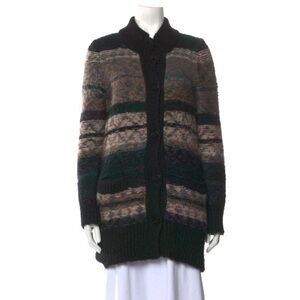 VANESSA BRUNO Athé Fair Isle Cozy Cardigan Sweater Coat Long Shacket